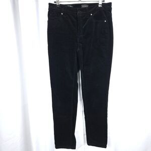Talbots Womens 2P Petite 30x27 Black Corduroy Straight Leg Pants Mid-Rise Jeans